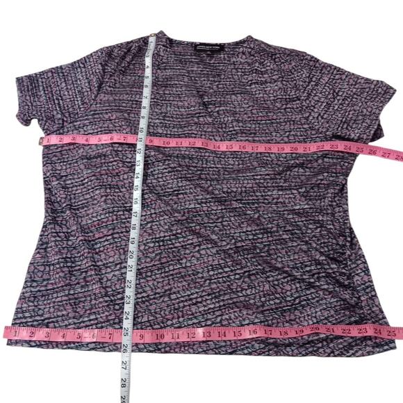 JNY COLLECTION Blouse Top 3X Knit Woven Wrap Surplice Shirred Career Office - Picture 4 of 9